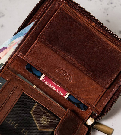 Herren Geldbörse aus Leder mit Reißverschluss – Peterson