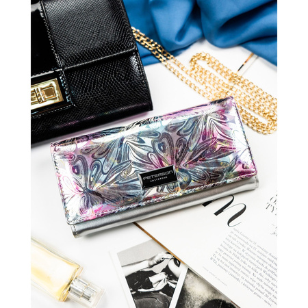 Mehrfarbige Damen Geldbörse mit RFID-Schutz und Druckknopf – Peterson