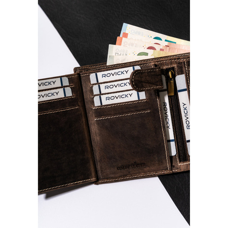 Herren-Geldbörse für Karten und Dokumente aus Nubukleder - Buffalo Wild