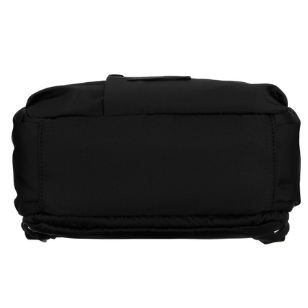 Damen-Rucksack aus schwarzem Nylon mit einem Riemen zur Befestigung am Koffer – Peterson