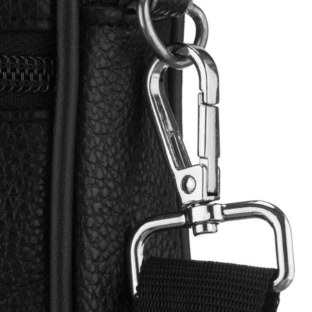 Kleine Herrentasche aus Leder in Schwarz mit Reißverschluss – Rovicky