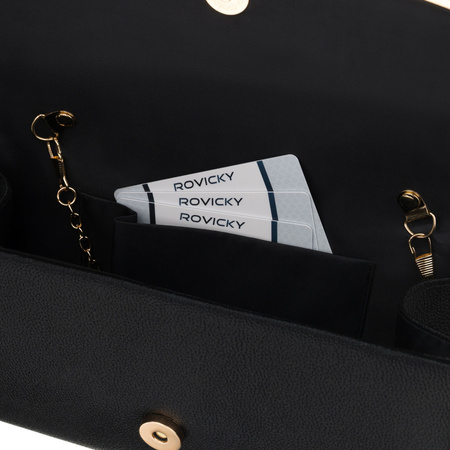 Schwarze Damen-Clutch aus Öko-Leder, mit Magnetverschluss – Rovicky