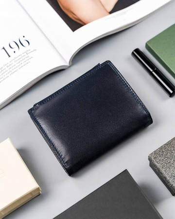 Mittelgroße Damen Geldbörse aus Leder mit Druckknopf – 4U Cavaldi