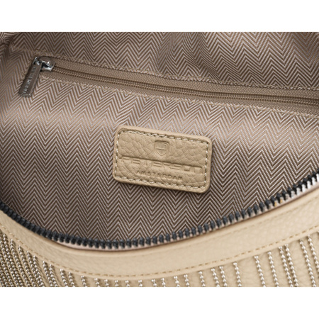 Beige Damen-Gürteltasche aus Öko-Leder, verziert mit Nieten – Peterson