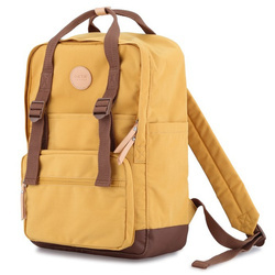 Gelb-brauner City Rucksack mit Laptopfach und Reißverschluss – Himawari