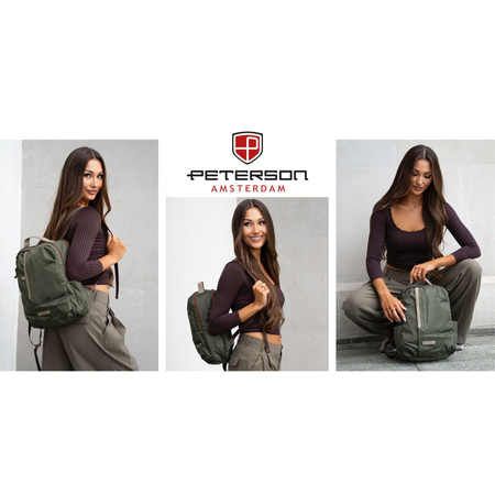 Grüner Damen-Rucksack mit verstellbaren Trägern und Reißverschluss – Peterson