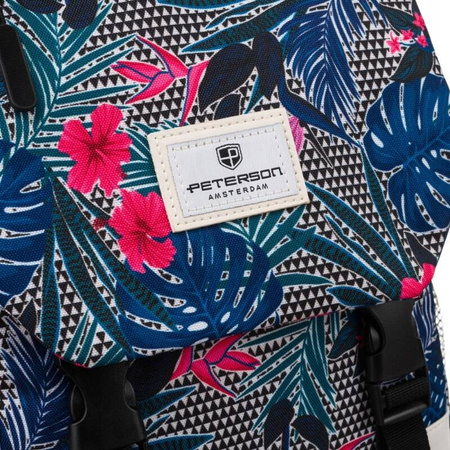 Sportlicher Schulrucksack mit Pflanzenmuster und Fronttasche – Peterson