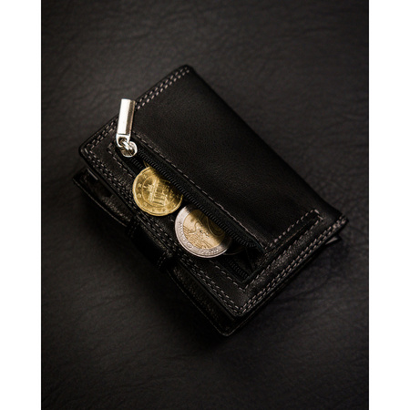 Kleine Herren Geldbörse schwarz aus Leder mit Druckknopf – Peterson