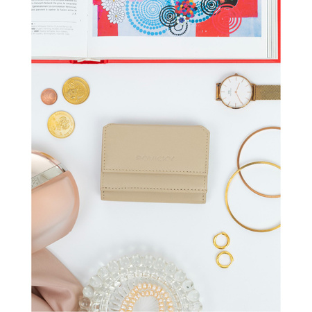 Kleiner Damen Geldbörse mit Druckknopf aus echtem Leder – Rovicky