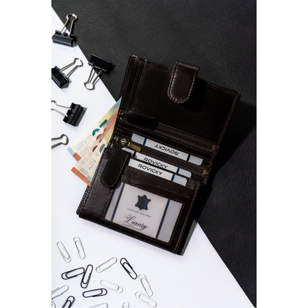 Elegante Herren Geldbörse aus Leder mit Druckknopf – Rovicky