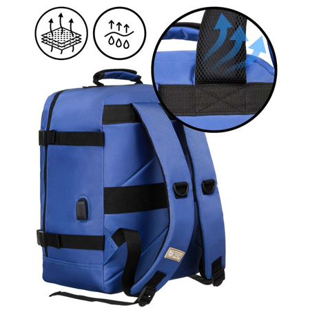 Reiserucksack aus wasserabweisendem Polyester in Blau mit verstellbaren Schultergurten – Peterson