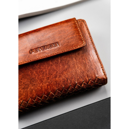 Damen Geldbörse aus Leder mit Druckknopf und RFID – Peterson