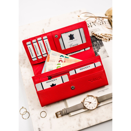 Damen Geldbörse aus Öko-Leder in Rot mit Druckknopf – 4U Cavaldi