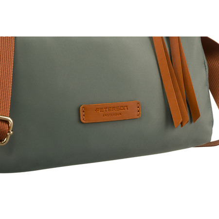Grün-braune Damen Umhängetasche aus Nylon und Öko-Leder – Peterson