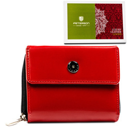 Rote Damen Geldbörse aus Leder mit großem Münzfach – Peterson