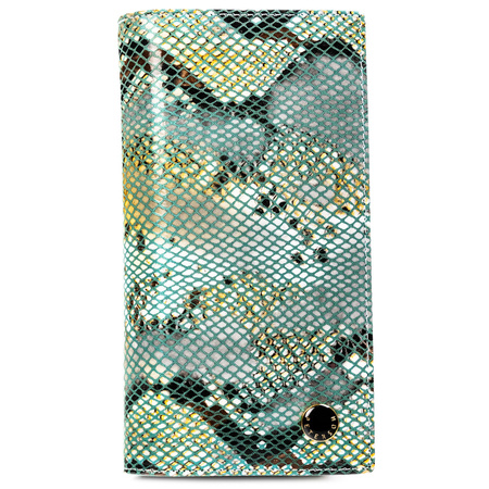 Vertikale Damen Geldbörse aus Leder mit Magnetverschluss und Schlangenleder-Prägung – Peterson