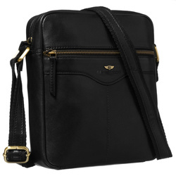 Peterson - Herren-Umhängetasche mit einem Fach aus Naturleder in Schwarz