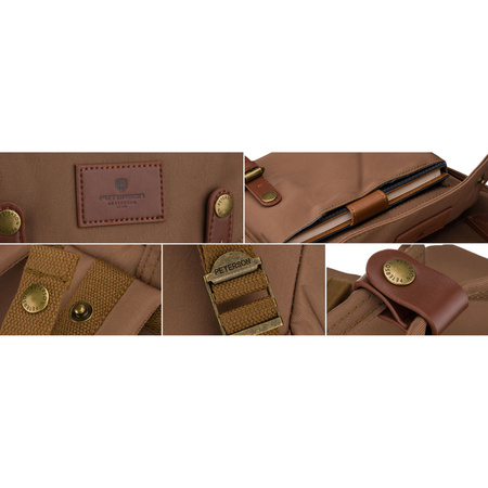 Damen-Rucksack aus Polyester und Öko-Leder in Braun, Ein-Kammer-Modell - Peterson