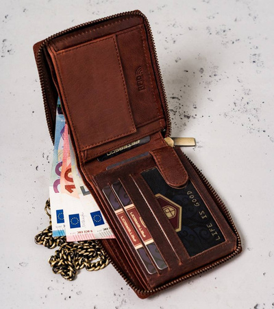 Große Herren Geldbörse aus Leder mit Kette – Peterson