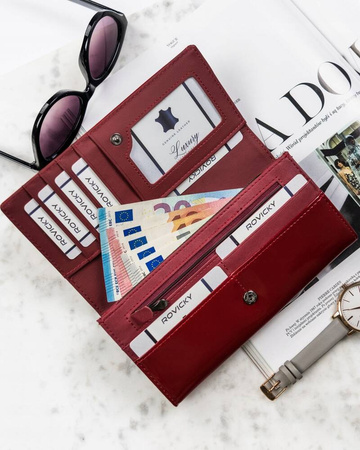 Große Damen Geldbörse aus echtem Leder mit Druckknopf – 4U Cavaldi