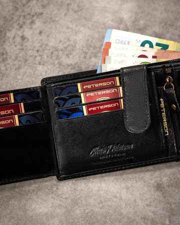 Geschenkset: Mittlere Herren Geldbörse aus Leder und Schlüsselanhänger – Peterson