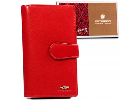 Große Damen Geldbörse aus Leder mit Reißverschluss und Druckknopf – Peterson