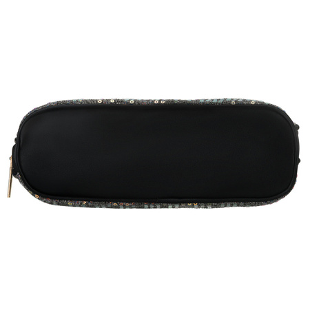 Schwarze Kulturtasche aus synthetischem Material, ein Hauptfach und mit Reißverschluss – Peterson