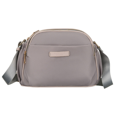 Nylon-Damen-Umhängetasche in Grau, mit Reißverschluss und Magnetclip verschließbar - Peterson
