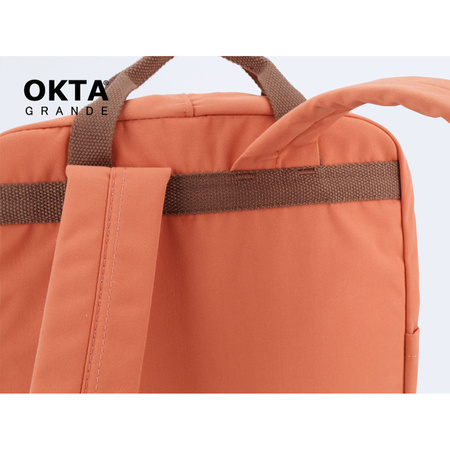 Orange-brauner City Rucksack mit Reißverschluss – Himawari