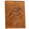 Große Herren Geldbörse braun aus Leder mit Pferdeprägung