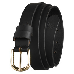 Eleganter Damen Gürtel aus echtem Leder in Schwarz mit klassischer goldener Schnalle - Peterson