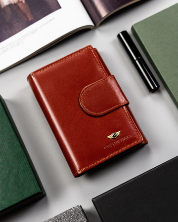 Mittlere Damen Geldbörse aus Leder mit Druckknopf – Peterson