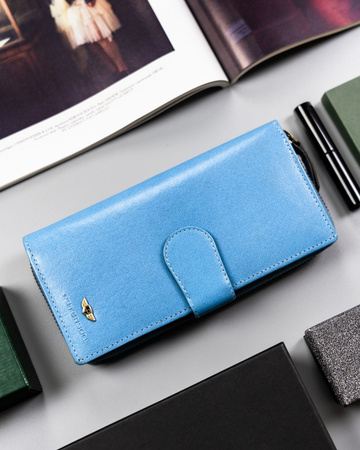 Große Damen Geldbörse aus Leder mit Reißverschluss und Druckknopf – Peterson