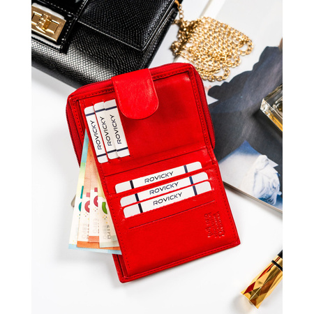 Kleine rote Damen Geldbörse mit Druckknopfverschluss – Rovicky
