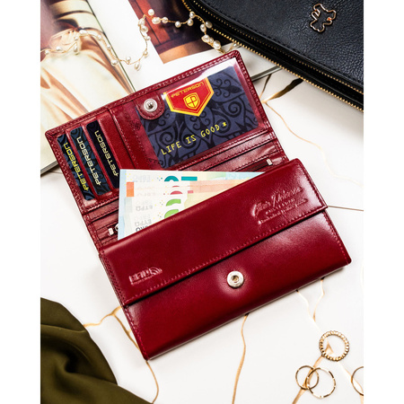 Große Damen-Geldbörse aus Leder in Rot mit RFID-System - Peterson