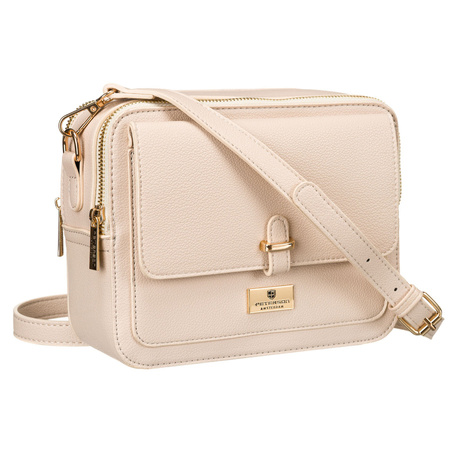 Damen Umhängetasche aus Öko-Leder in Beige mit Magnet- und Reißverschluss – Peterson