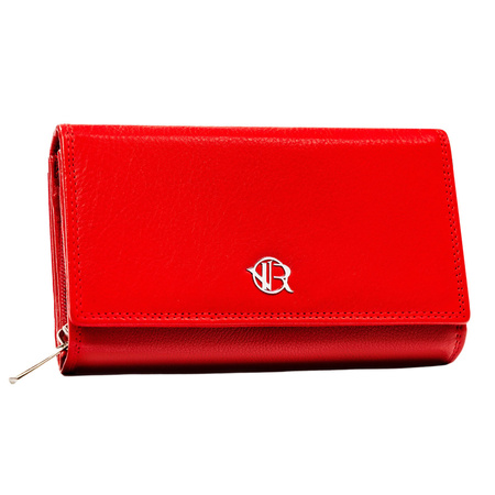 Große rote Damen Geldbörse aus Leder mit Reißverschlussfach – Rovicky