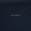 Dunkelblauer Reise-Rucksack aus Polyester mit Laptopfach, aufgehängt an verstellbaren Schultergurten – Peterson