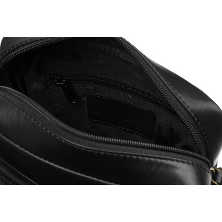 Schwarze Herren-Tasche aus echtem Leder mit verstellbarem Schulterriemen – Peterson