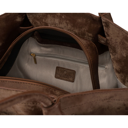 Große, braune Damen-Shopper aus Öko-Leder, ein Kammer - Peterson