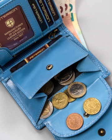 Kleine Damen Geldbörse aus Leder mit Druckknopf – Peterson