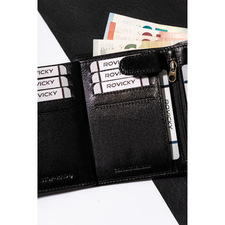Vertikale Herren Geldbörse mit RFID-Schutz und Verschluss – Rovicky