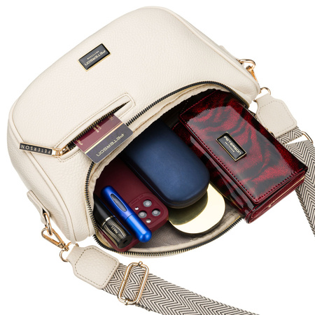 Damen-Gürteltasche aus Öko-Leder in hellem Beigeton mit Reißverschluss – Peterson