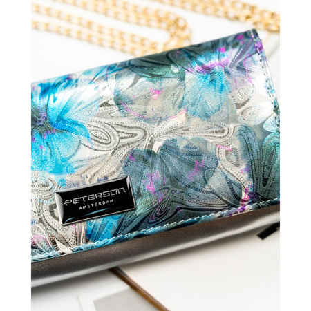 Große Damen Geldbörse aus mehrfarbigem Echt- und Öko-Leder mit Druckknopf – Peterson