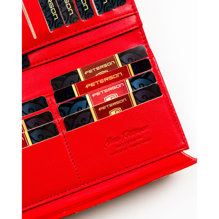 Horizontale Damen-Geldbörse aus Öko-Leder in Rot mit Krokodil-Prägung – Peterson