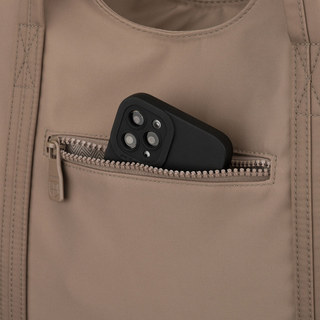 Damen-Shopper aus Polyester in Beige, ein Hauptfach und mit Reißverschluss – Peterson