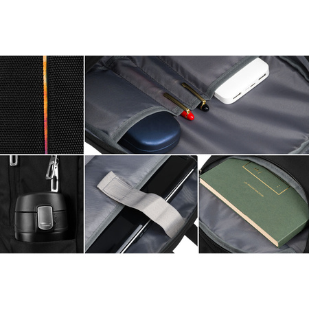 Städtischer, geräumiger Rucksack aus schwarzem Nylon mit Laptopfach – Peterson