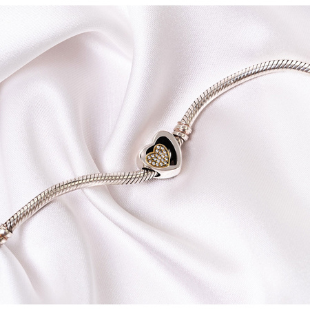 Silberner Charm Doppeltes Herz mit Zirkonia für Modulararmband – Peterson