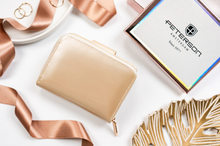 Kleine Damen Geldbörse aus Öko-Leder mit Druckknopf und Reißverschluss – Peterson