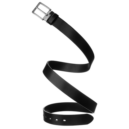 Herren-Gürtel aus Öko-Leder in Schwarz mit klassischer silberner Schnalle